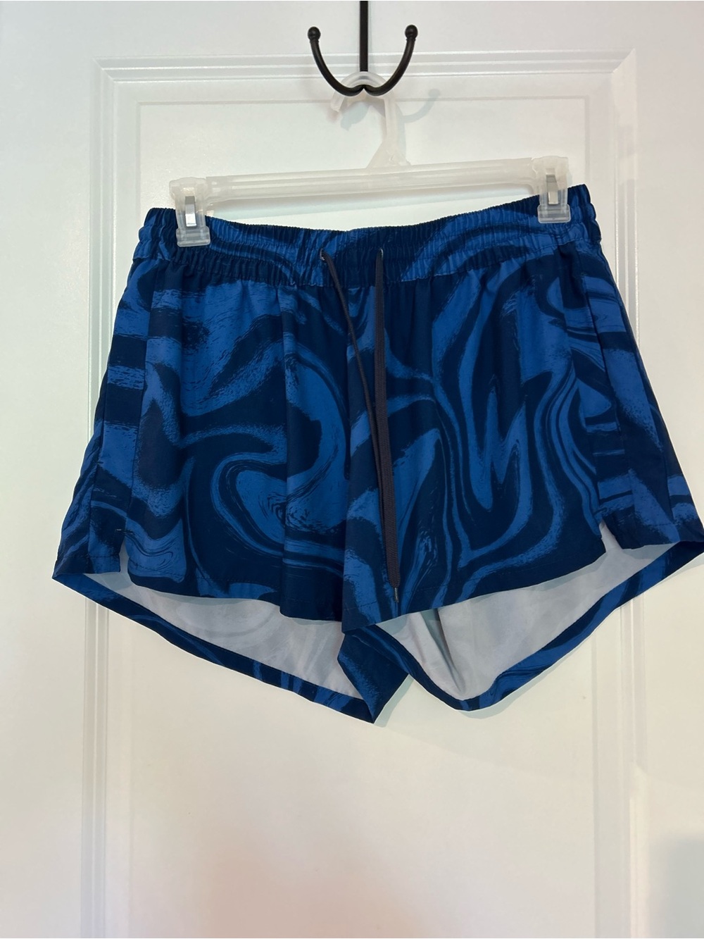 Kanu Surf Blue Marble-Pattern Swim/Athletic Shorts